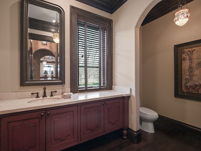26565 Scenic, Franklin, MI 48025 - bathroom featuring baseboards, wood finished floors, a wealth of natural light, and toilet