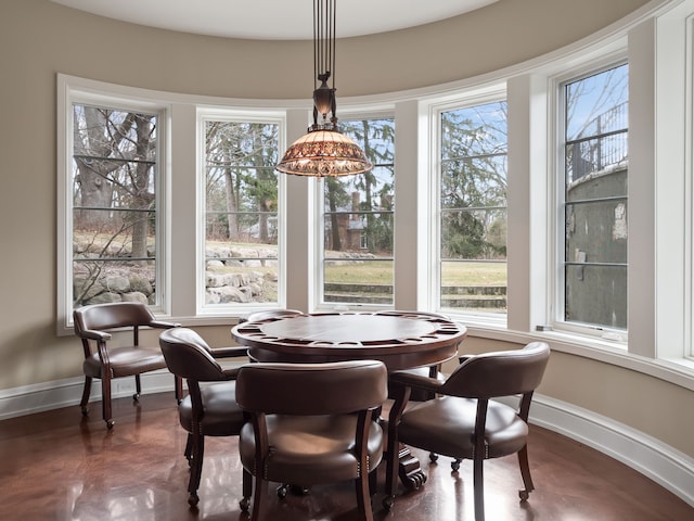 26565 Scenic, Franklin, MI 48025 - dining area featuring baseboards, plenty of natural light, and concrete flooring
