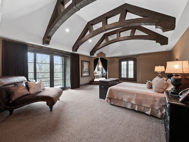26565 Scenic, Franklin, MI 48025 - carpeted bedroom featuring arched walkways and high vaulted ceiling