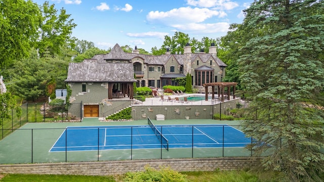 26565 Scenic, Franklin, MI 48025 - view of basketball court featuring an outdoor pool, fence, and a tennis court