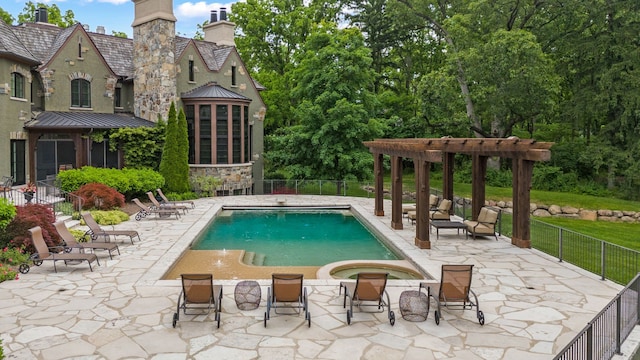 26565 Scenic, Franklin, MI 48025 - view of pool featuring fence, a pergola, a fenced in pool, and a patio area
