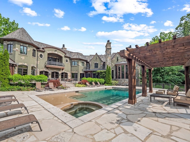 26565 Scenic, Franklin, MI 48025 - pool with a pergola, an in ground hot tub, and a patio area