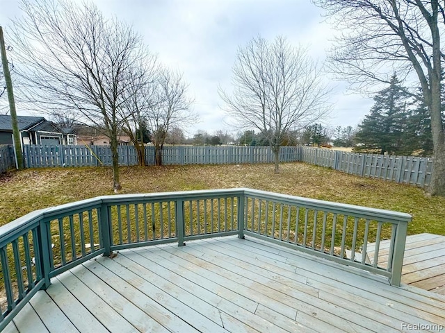 wooden terrace featuring a fenced backyard
