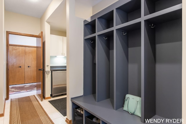 mudroom featuring light tile patterned floors