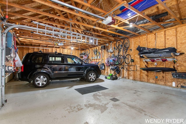 garage with a garage door opener