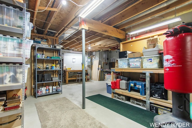 view of unfinished basement