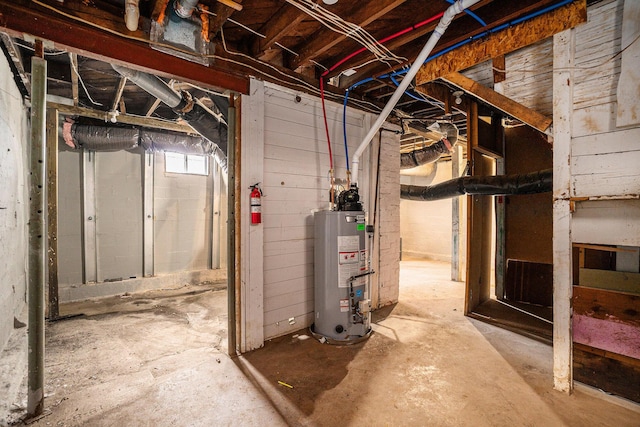 below grade area with gas water heater