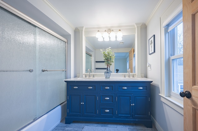 full bathroom featuring baseboards, a sink, and plenty of natural light