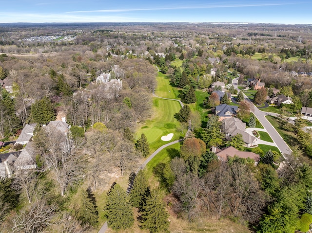 birds eye view of property with a residential view and golf course view