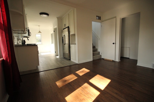 1068 La Salle Ave, Waterford, MI 48328 - interior space featuring stairs, baseboards, visible vents, and dark wood finished floors