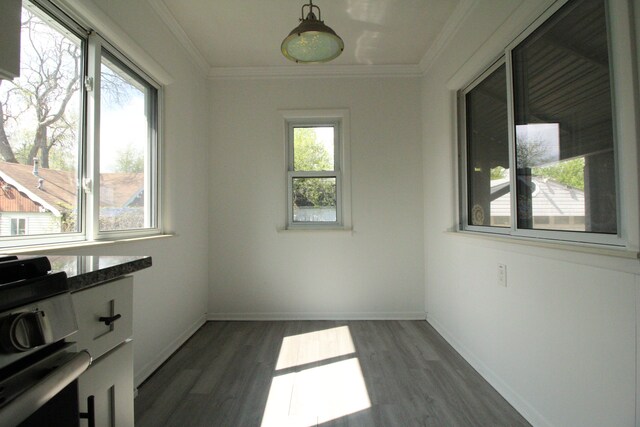 1068 La Salle Ave, Waterford, MI 48328 - empty room featuring a wealth of natural light, crown molding, and dark wood-type flooring