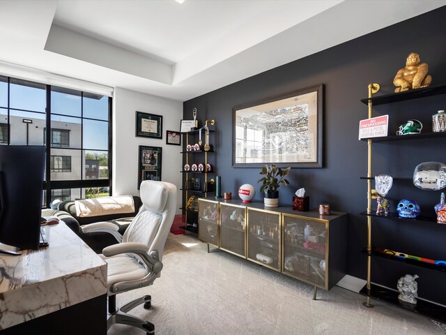view of carpeted office space