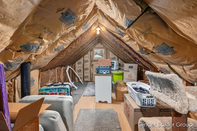 view of unfinished attic
