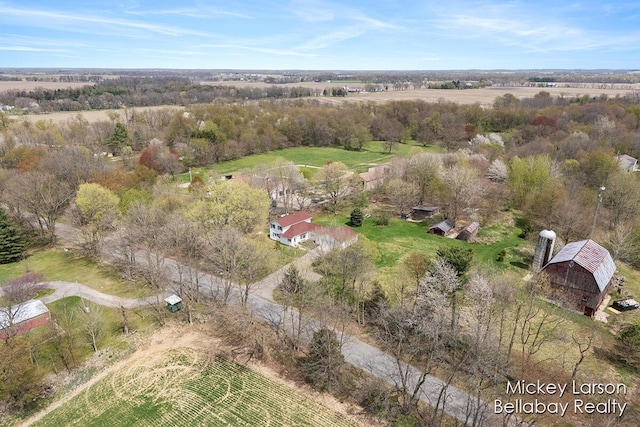 drone / aerial view featuring a rural view