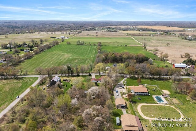aerial view with a rural view