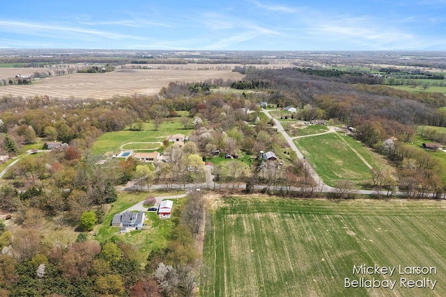 bird's eye view featuring a rural view