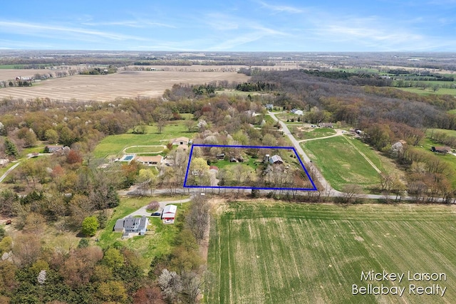 bird's eye view featuring a rural view