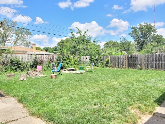 view of yard with a fenced backyard