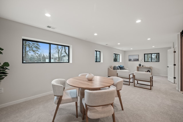 21725 Normandale St, Beverly Hills, MI 48025 - dining area featuring light colored carpet, recessed lighting, and baseboards