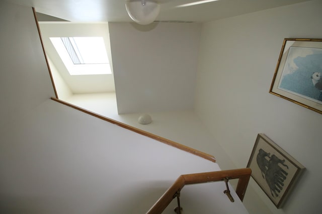staircase with a skylight