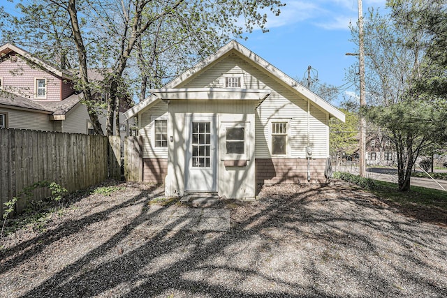 back of property featuring fence