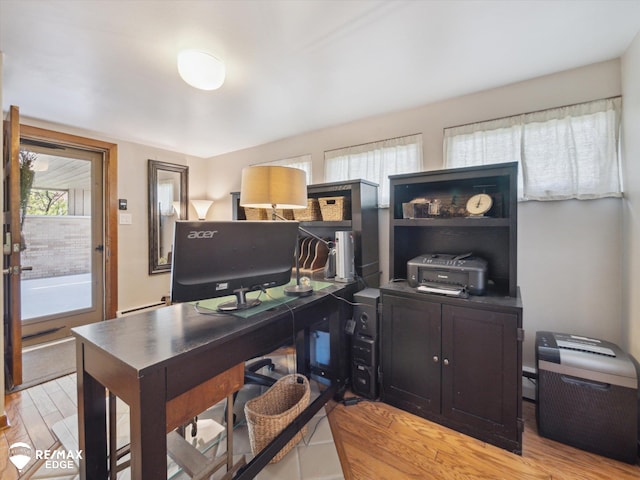 office featuring light wood-type flooring