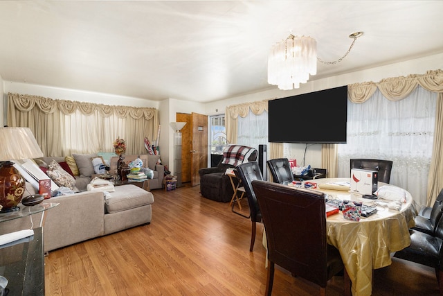 dining space with light wood-style floors