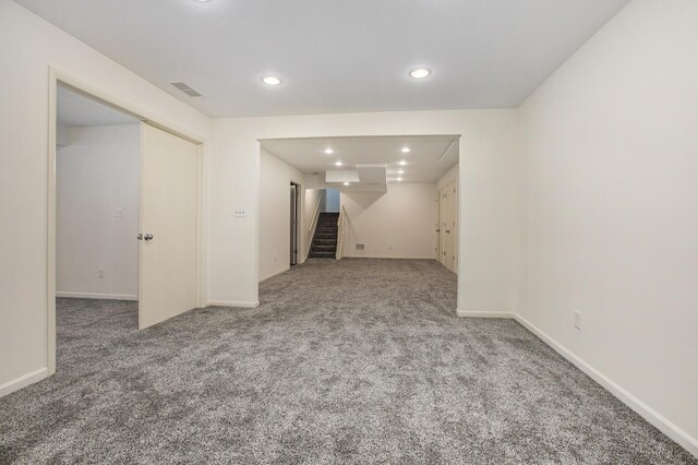 3606 Chatham Way, Ann Arbor, MI 48105 - interior space featuring carpet floors, stairs, recessed lighting, baseboards, and visible vents