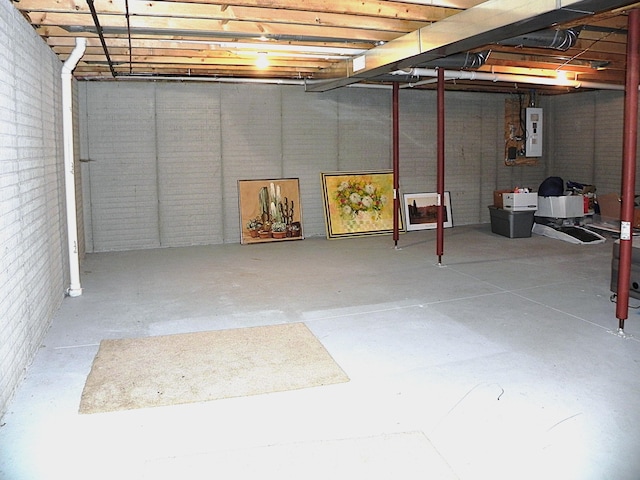 unfinished below grade area with electric panel