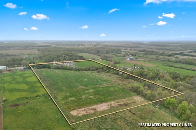 aerial view featuring a rural view