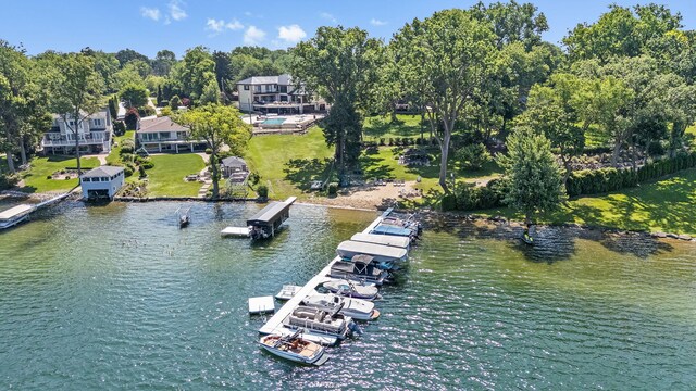 2330 N Pine Center Dr, West Bloomfield, MI 48323 - dock area featuring a water view and view of wooded area
