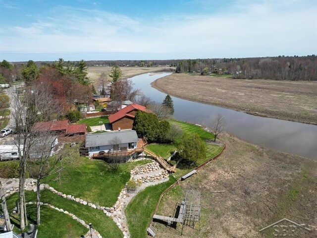 4438 N Verity Rd, Sanford, MI 48657 - drone / aerial view featuring a water view