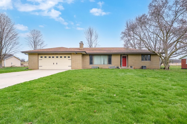 3529 E Lemon Creek Rd, Berrien Springs, MI 49103 - ranch-style home featuring driveway, a garage, a chimney, and brick siding