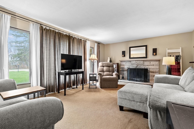 3529 E Lemon Creek Rd, Berrien Springs, MI 49103 - carpeted living room featuring a fireplace