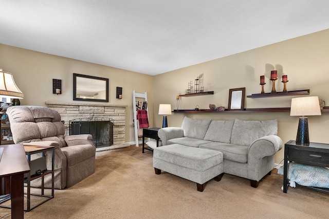 3529 E Lemon Creek Rd, Berrien Springs, MI 49103 - carpeted living area with a stone fireplace