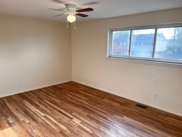25954 Salem Unit 5, Roseville, MI 48066 - unfurnished room with a ceiling fan, baseboards, visible vents, and wood finished floors