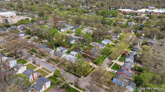 aerial view with a residential view