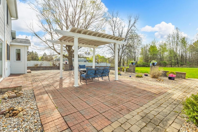 view of patio / terrace with fence and outdoor dining space