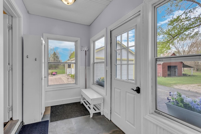 entryway with finished concrete floors