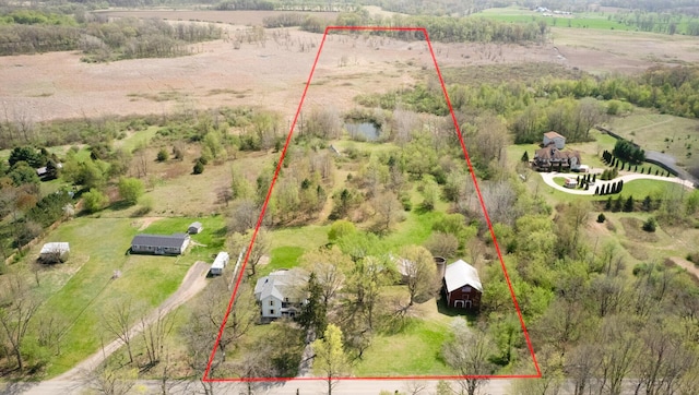 drone / aerial view with a rural view