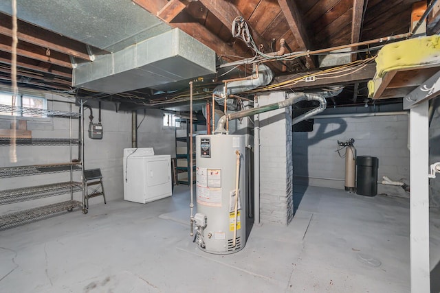 1319 Rhodes St, Jackson, MI 49202 - basement with washer / dryer, gas water heater, and gas meter