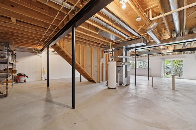 basement with water heater