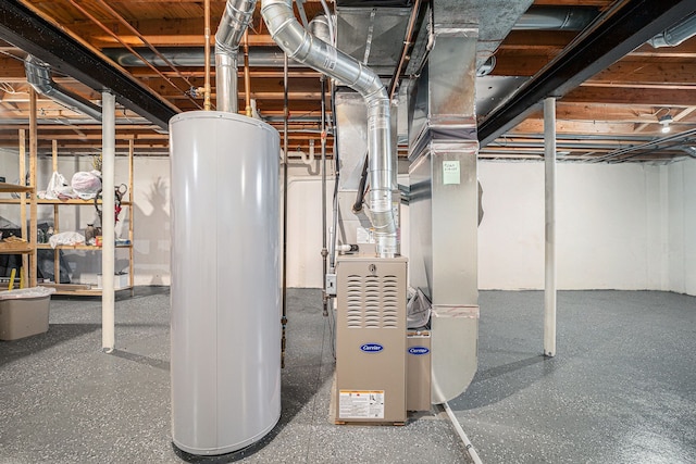 unfinished below grade area with water heater