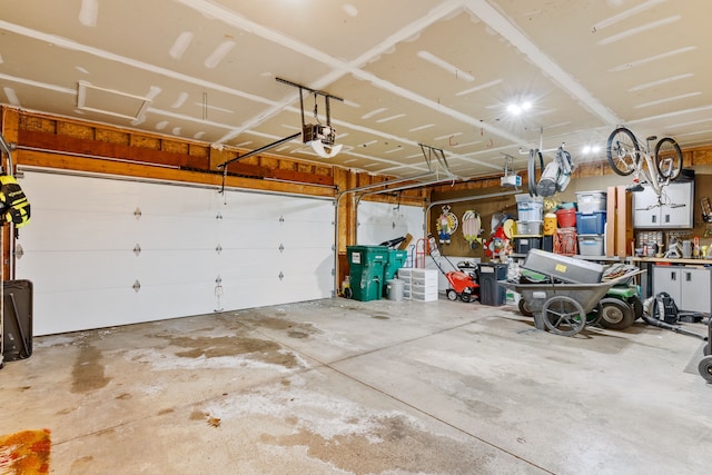 garage with a garage door opener