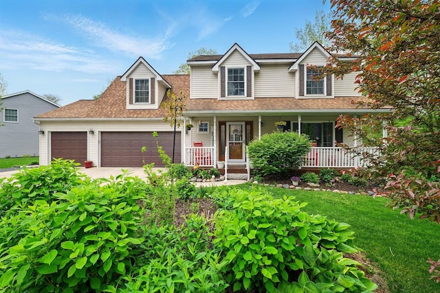 2008 Laurel Oak Dr, Howell, MI 48855 - traditional home featuring an attached garage, covered porch, concrete driveway, and a shingled roof