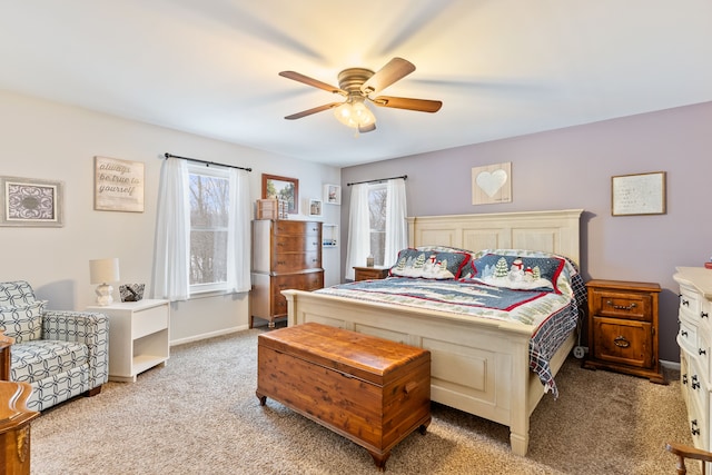 2008 Laurel Oak Dr, Howell, MI 48855 - bedroom with light colored carpet, ceiling fan, and baseboards