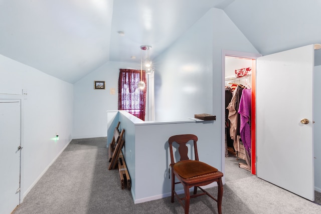 11718 Wayburn St, Detroit, MI 48224 - corridor with vaulted ceiling, carpet floors, and baseboards