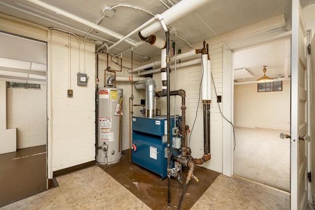 utilities with a heating unit and water heater