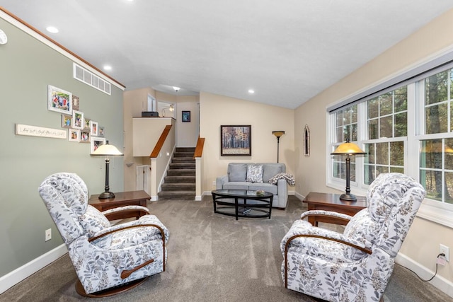 19905 Maple Ln, Howard City, MI 49329 - carpeted living area with recessed lighting, baseboards, and visible vents