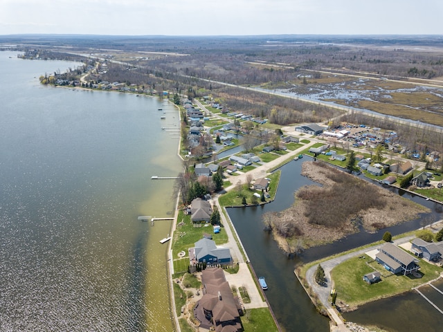 aerial overview of property's location with a large body of water